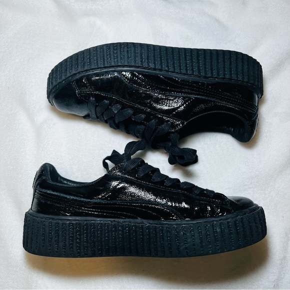 PUMA X Fenty Rihanna Creeper Wrinkled Patent Womens Trainers Black - Size: 6 - Picture 3 of 11
